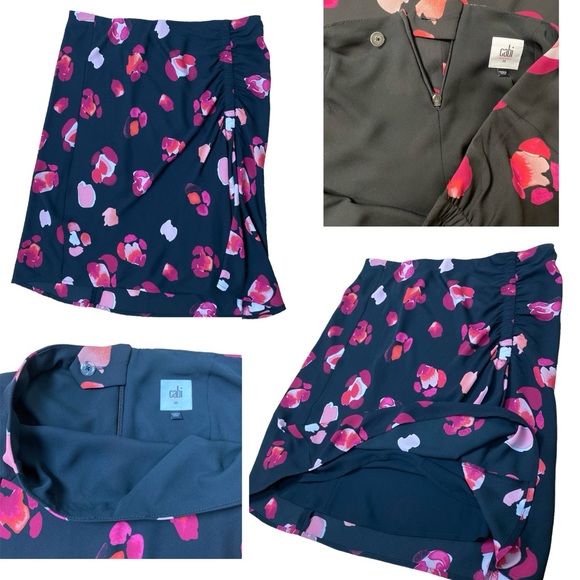 2pc CAbi 5523/5513 Petal Blouse and Mini Skirt Set Black  Pink Floral Sz Medium - Picture 14 of 17